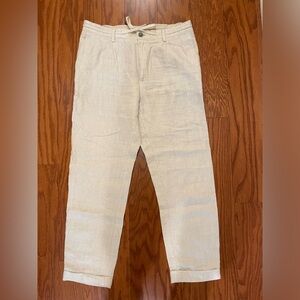 Mango Men’s Linen Pleated Trouser - 30x30 - Natural Color